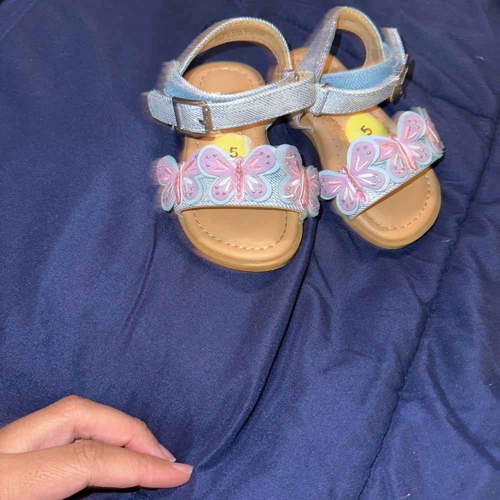 Kids Butterfly Sandals - Blue and Pink